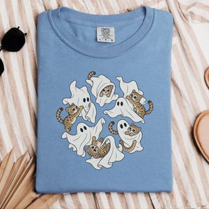 Ghost Shirt, Halloween Leopard Shirt, Cute Ghost Gift, Leopard Lover Shirt, Spooky Season Tee, Animal Halloween Shirt image 1