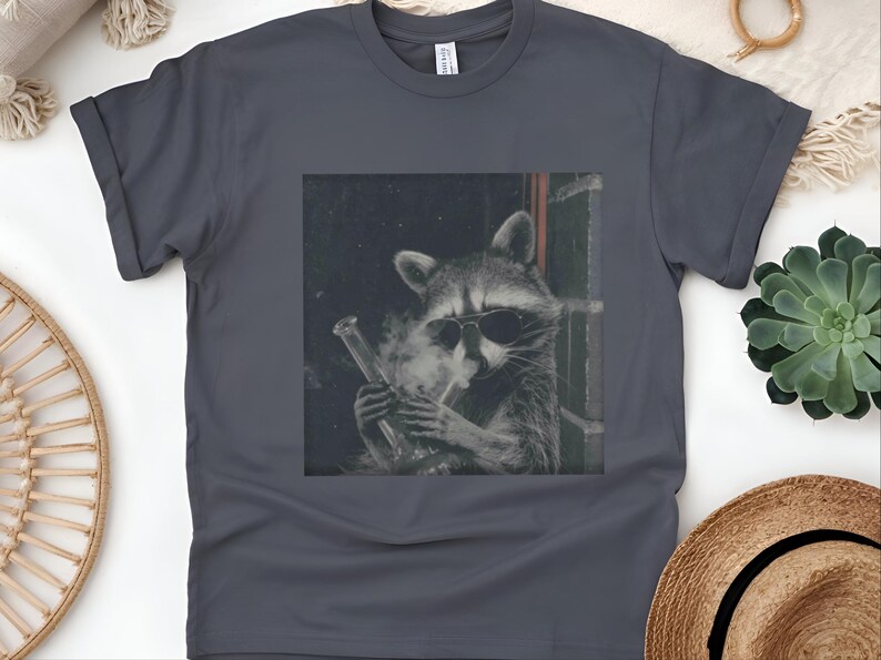 420 T Shirt, Raccoon Hitting A Bong, Funny Stoner Graphic Tee, Marijuana Humor Shirt, Trash Panda Weed Lover, Adult Smoker Apparel image 3