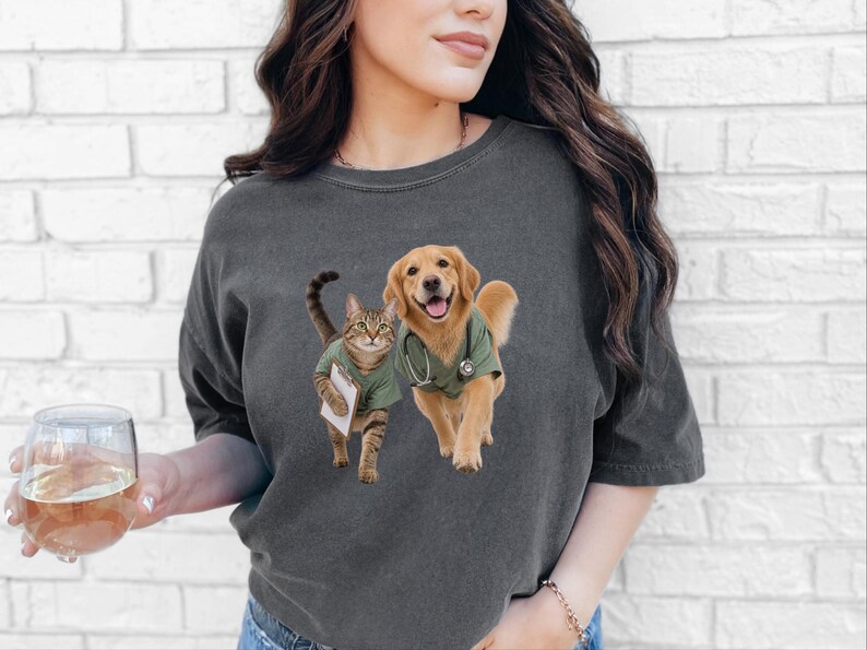 Veterinarian Shirt, Vet Tech Gift, Veterinary Clinic Tee, Golden Retriever Shirt, Tabby Cat Lover Gift, Veterinary Medicine Sweatshirt image 7
