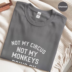Sarkastisch, nicht mein Zirkus-Shirt, nicht meine Affen bringen das Clown-T-Stück, Büro-Humor-Kleid Bild 8