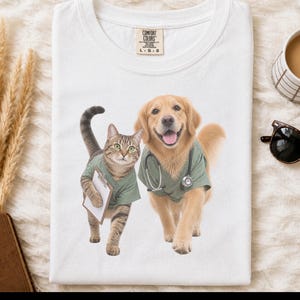 Veterinarian Shirt, Vet Tech Gift, Veterinary Clinic Tee, Golden Retriever Shirt, Tabby Cat Lover Gift, Veterinary Medicine Sweatshirt image 6