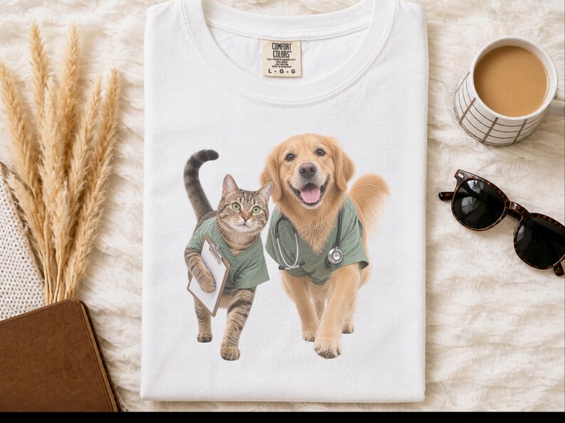Veterinarian Shirt, Vet Tech Gift, Veterinary Clinic Tee, Golden Retriever Shirt, Tabby Cat Lover Gift, Veterinary Medicine Sweatshirt image 6