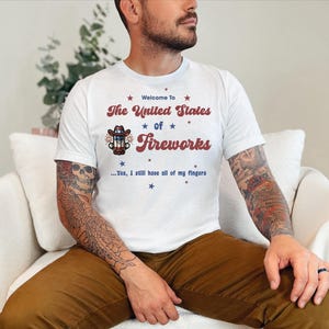 United States of Fireworks 4th of July Shirt - Patriotic American Flag Tee, Red White and Blue Independence Day Celebration Outfit for afbeelding 3