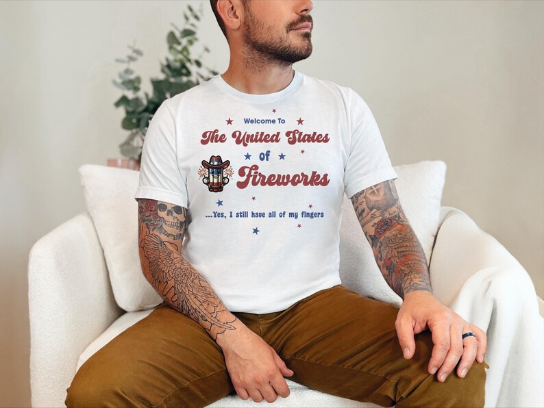 United States of Fireworks 4th of July Shirt - Patriotic American Flag Tee, Red White and Blue Independence Day Celebration Outfit for afbeelding 3