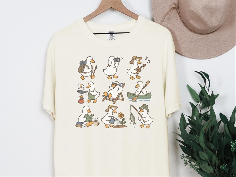 Regalo para amantes de los patos, camiseta para amantes del camping, regalo de senderismo para él, camiseta para amantes de la naturaleza, camiseta de pato adorable imagen 9