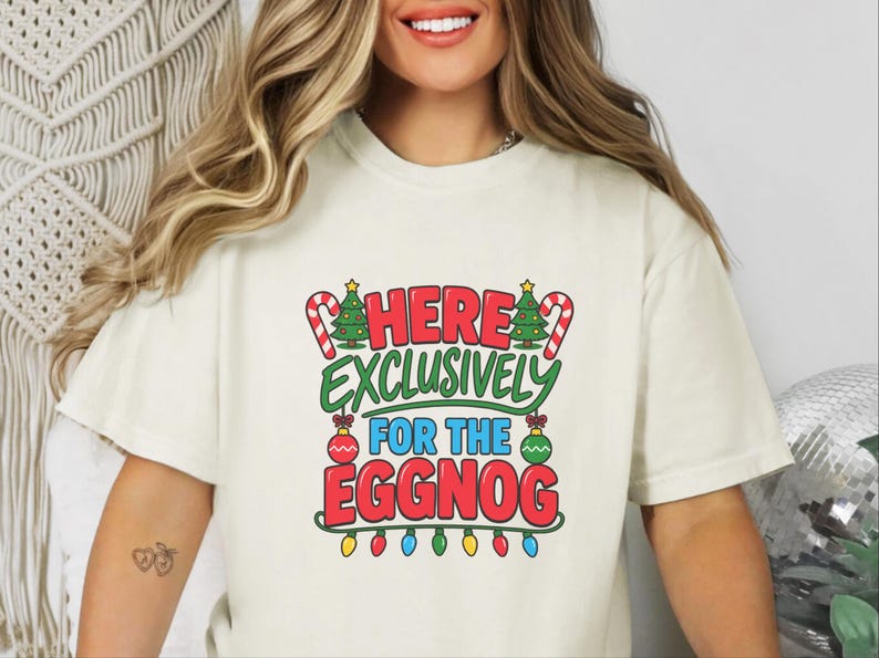 Christmas Eggnog Shirt, Funny Holiday Drinking Tee, Eggnog Lover Gift, Christmas Party Outfit, Holiday Alcohol Shirt image 8