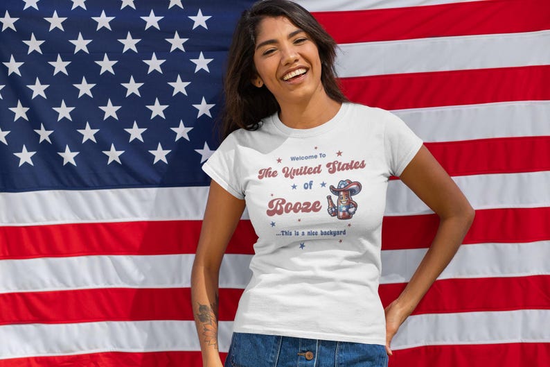 Camiseta para beber durante el día, Estados Unidos del alcohol, Camiseta patriótica sobre alcohol, Fiesta del 4 de julio, Camiseta divertida con la bandera estadounidense para el Día de la Independencia imagen 4