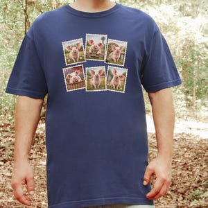 Cute Pig Shirt, Farm Animal Gift, Vintage Postal Stamp Tee, Pig Lover Shirt, Country Life Top image 4