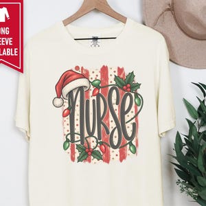Christmas Nurse Shirt, Christmas Healthcare Shirt, Festive Nurse Tee, Nurse Christmas Gift, Santa Nurse Shirt image 7