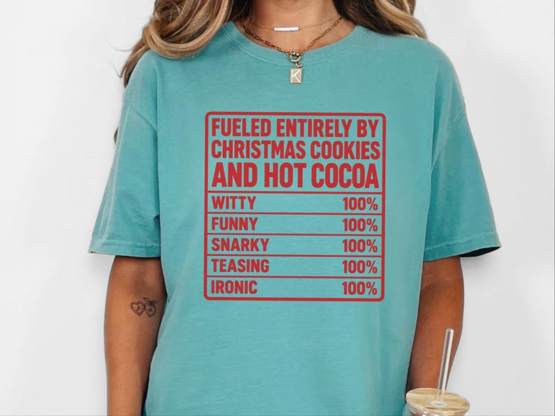 Funny Christmas Shirt, Nutrition Facts Tee, Christmas Cookie Lover Gift, Hot Cocoa Sweatshirt, Sarcastic Holiday Apparel image 10