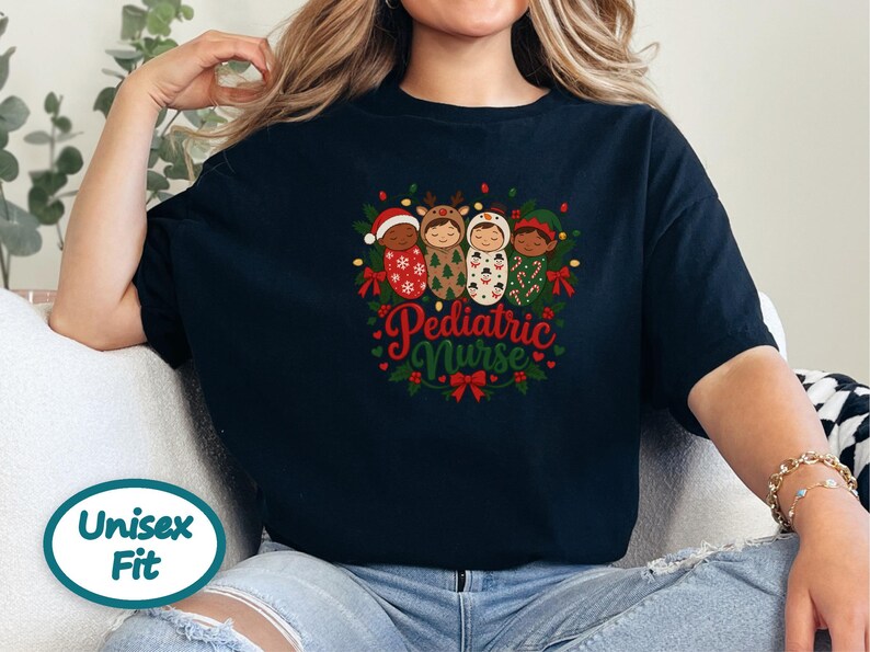 Christmas Pediatric Nurse Shirt, Peds Nurse Christmas Gift, Pediatric Nursing Tee, Nicu Nurse Xmas Top Bild 9
