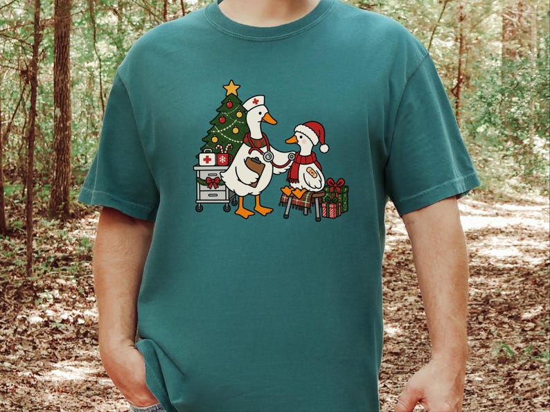 Pediatric Nurse Shirt, Christmas Nurse Gift, Nurse Goose Shirt, Pediatric Nurse Tee, Christmas Goose Shirt, Holiday Healthcare Shirt image 1