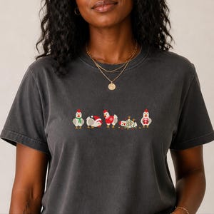 Christmas Chicken Shirt, Funny Holiday Chicken Gift, Cute Farm Christmas Tee, Festive Chicken Lover Shirt, Winter Farm Animal Top image 10