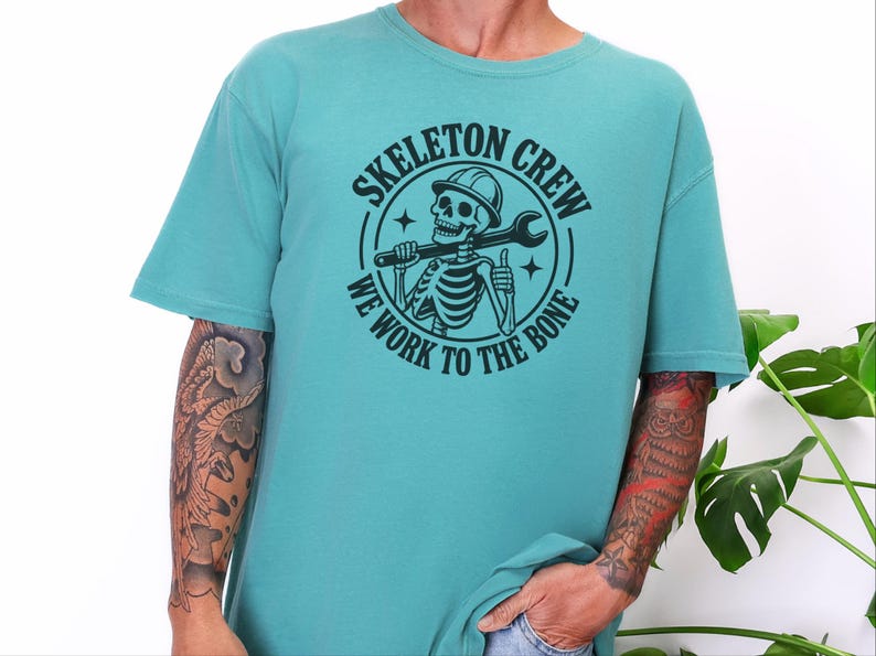 Construction Worker Shirt, Contractor Gift, Skeleton Crew Shirt, Blue Collar Tee, Heavy Equipment Tee, Halloween Worker Gift, Builder Shirt image 8