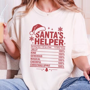 T-Shirt mit Nährwertangaben für Weihnachtsmannhelfer, lustiges Familien-Weihnachts-T-Shirt, passendes Gruppen-Shirt für die Weihnachtsfeier, Wichtelgeschenk Bild 9