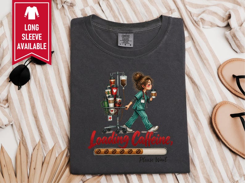 Coffee Nurse Shirt, Nurse Coffee Tee, Night Shift Nurse Gift, Funny Healthcare Shirt, Loading Caffeine Shirt image 10