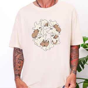 Cute Capybara Shirt, Ghost Playing With Capybara Gift, Spooky Ghost Tee, Rodent Lover Fall Shirt, Halloween Animal Graphic Tee image 6