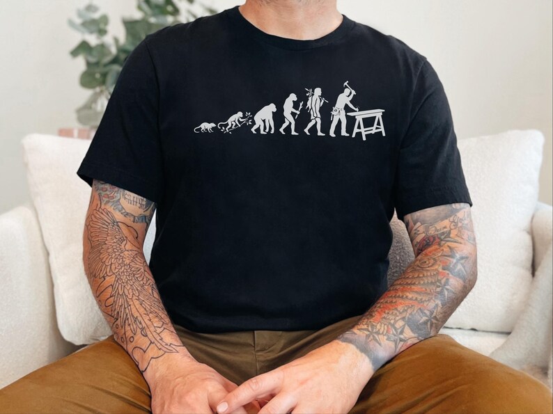 Builder Humor Evolution Of A Carpenter Tee, Funny Woodworker Shirt, Handyman Tradesman, Craftsman Blue Collar Apparel, Wood Working Gifts image 12