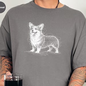 Corgi Shirt, Pembroke Welsh Corgi Sketch Tee, Loaf Dog Apparel, Cute Dog Art image 5