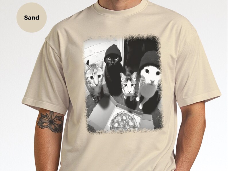 Funny Cat Shirt | Cat Doorbell Pizza Box Tee, Feline Graphic Apparel image 8