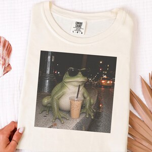 Weird Frog Shirt, Gift for Frog Lover, Sarcastic Coffee Lover, Funny Animal Meme image 4