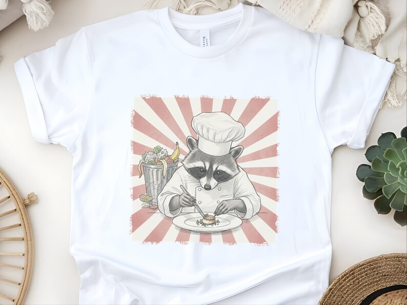 Funny Cooking Gift Tee, Culinary Humor Shirt, Raccoon Chef Shirt, Trash Panda Apparel, Cook Appreciation Gift afbeelding 1