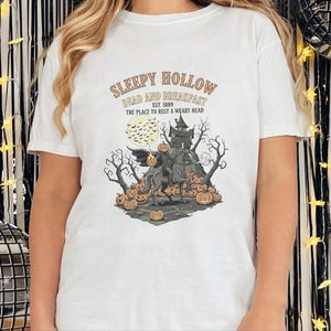 Comfort Colors Headless Horseman Shirt, Sleepy Hollow Dead And Breakfast Tee, Horror Movie Lover Gift, Gothic Haunted House Art image 3