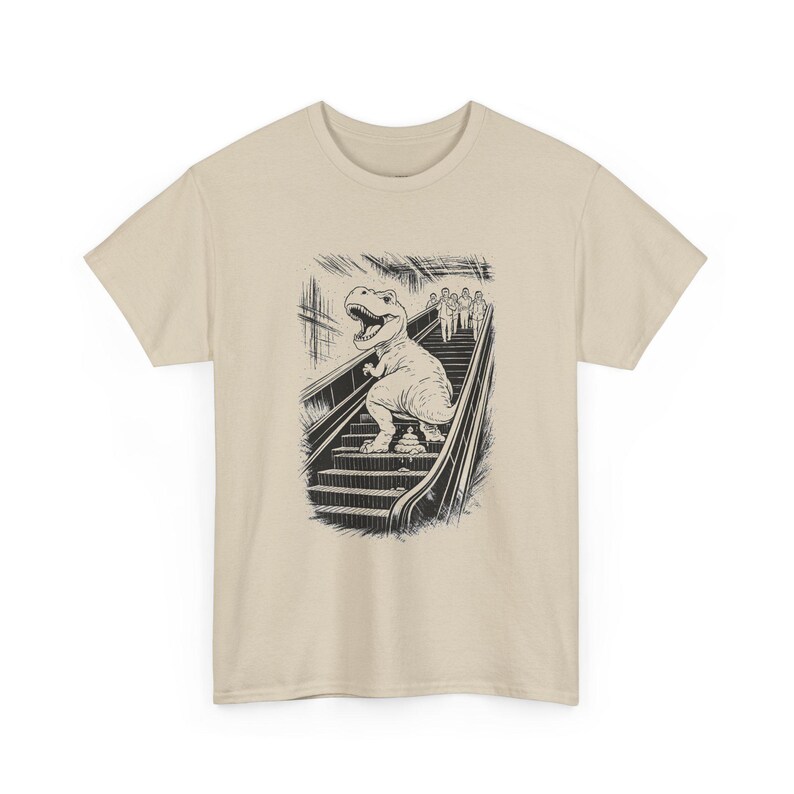 T-Rex Dinosaur Pooping On An Escalator image 3
