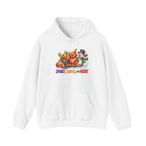 Hallothanksmas Shirt, Funny Holiday Mashup Sweatshirt, Spooky Stuffed And Merry Tee, Holiday Gift image 12