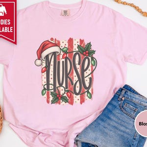 Christmas Nurse Shirt, Christmas Healthcare Shirt, Festive Nurse Tee, Nurse Christmas Gift, Santa Nurse Shirt image 6