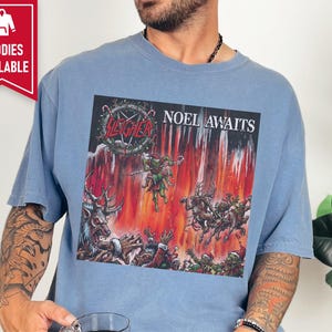 Heavy Metal Christmas Shirt, Death Metal T Shirt, Thrash Metal Tee, Metalhead Gift, Rock Band Merch, Dark Christmas Humor, Slayer Parody image 5