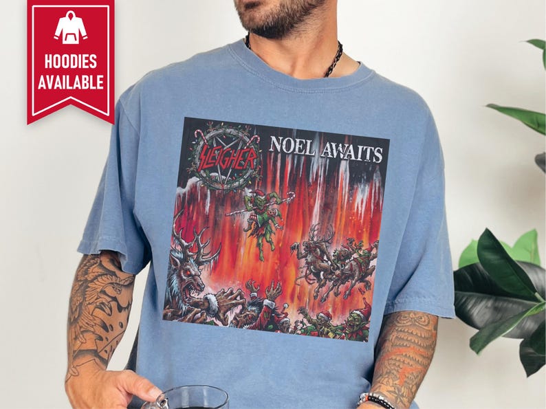 Heavy Metal Christmas Shirt, Death Metal T Shirt, Thrash Metal Tee, Metalhead Gift, Rock Band Merch, Dark Christmas Humor, Slayer Parody image 5