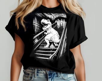 Lustiges Dinosaurier-T-Shirt, T-Shirt mit absurdem Humor, Geschenk für Dinosaurier-Fans, Gag mit Toilettenhumor, skurriles T-Rex-Motiv