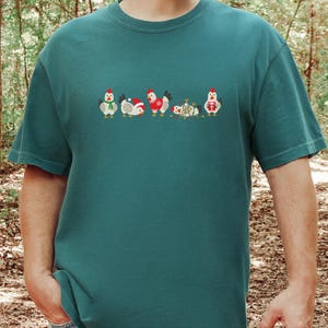 Christmas Chicken Shirt, Funny Holiday Chicken Gift, Cute Farm Christmas Tee, Festive Chicken Lover Shirt, Winter Farm Animal Top image 8