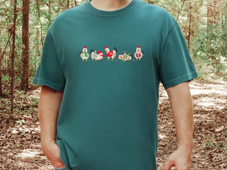 Christmas Chicken Shirt, Funny Holiday Chicken Gift, Cute Farm Christmas Tee, Festive Chicken Lover Shirt, Winter Farm Animal Top image 8