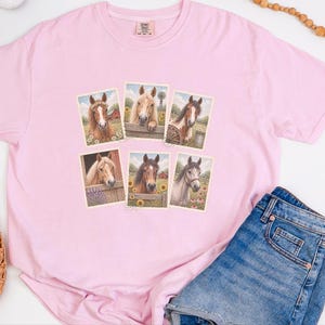 Vintage Horse Stamp Shirt, Equestrian Girl Gift, Vintage Horse Print Tee, Farm Girl Shirt, Horse Lover Gift image 1