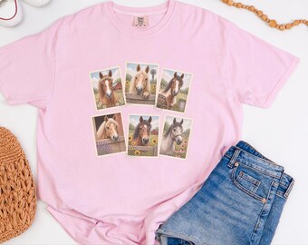 Vintage Horse Stamp Shirt, Equestrian Girl Gift, Vintage Horse Print Tee, Farm Girl Shirt, Horse Lover Gift