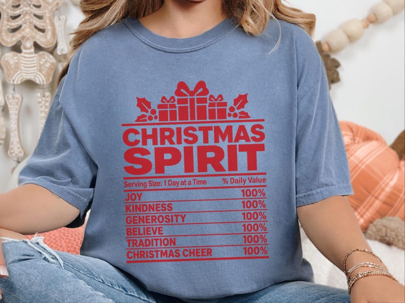 Weihnachtsshirt für die ganze Familie, Gruppen-Weihnachtsshirt, Nährwertangaben zum Thema Weihnachten, passendes Weihnachtsshirt, lustiges Weihnachtsgeschenk Bild 1