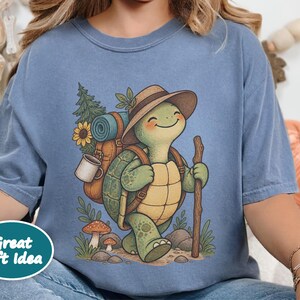 Turtle Lover Shirt, Hiking Gift Women, Camping Lover Gift, Outdoor Nature Tee, Wildlife Walking Shirt image 9