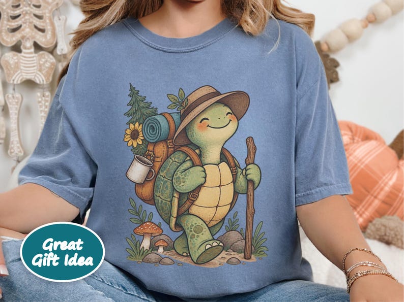 Turtle Lover Shirt, Hiking Gift Women, Camping Lover Gift, Outdoor Nature Tee, Wildlife Walking Shirt image 9