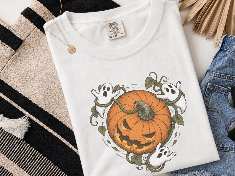 Camiseta de temporada espeluznante, camiseta de calabaza, calabaza de Halloween, camiseta de fantasma, camiseta para fiesta de Halloween, regalo de Halloween imagen 5