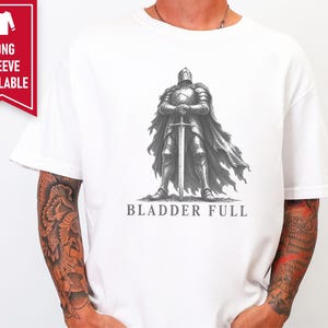 Tummy Hurts Shirt, Retro Knight Tee, Dark Souls Aesthetic, Funny Knight Shirt, Bladder Full, Dark Fantasy Gift image 8