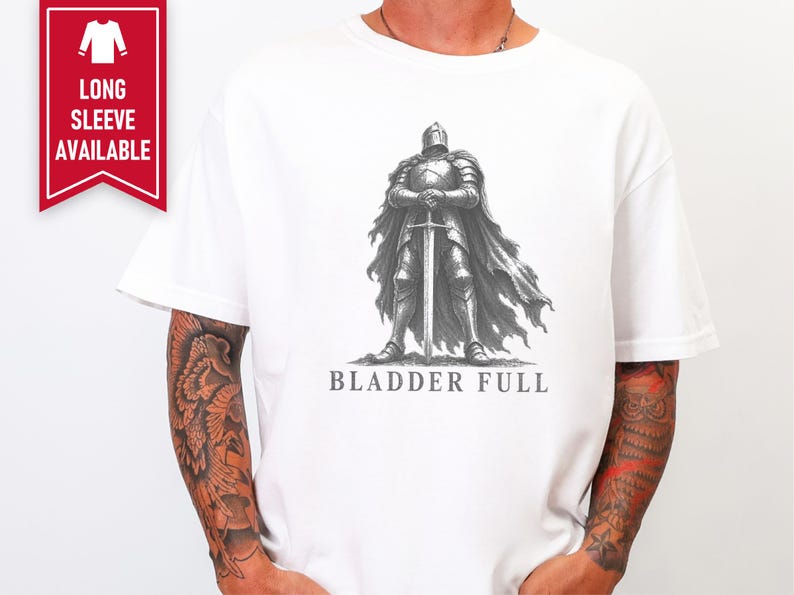 Tummy Hurts Shirt, Retro Knight Tee, Dark Souls Aesthetic, Funny Knight Shirt, Bladder Full, Dark Fantasy Gift image 8