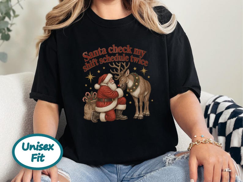 Night Shift Nurse Christmas Shirt, Vintage Santa Holiday Shirt, Night Shift Worker Gift, Christmas Nurse Tee, Retro Santa Claus Sweatshirt image 5