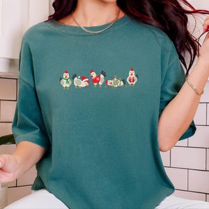 Christmas Chicken Shirt, Funny Holiday Chicken Gift, Cute Farm Christmas Tee, Festive Chicken Lover Shirt, Winter Farm Animal Top image 1