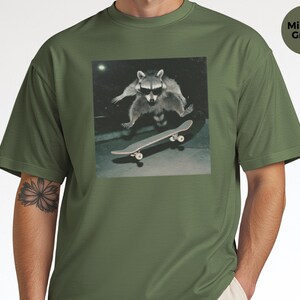 Urban Fashion Look Raccoon, Funny Skatepark Tee | Raccoon At The Skatepark, 90s Skater Gift | Trash Panda Live Fast Eat Trash Retro T-shirt image 6