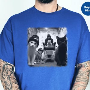 Gangster-Katzen-Shirt, stylisches Streetwear-Motiv für Katzenfans, lustiges T-Shirt mit Tierhumor, einzigartiges Geschenk für Tierbesitzer Bild 8