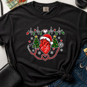 Christmas Nurse Shirt, Cardiac Nurse Christmas Gift, Cardiology Nurse Tee, Heart Anatomy Shirt, Telemetry Tech Shirt, Festive Nurse Top