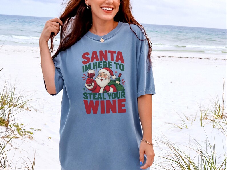 Camiseta Festa do Vinho, Design Retrô do Papai Noel, Presente de Natal com Vinho, Camiseta Divertida de Natal, Papai Noel, Vim Roubar Seu Vinho, Camiseta para Amantes de Vinho imagem 10