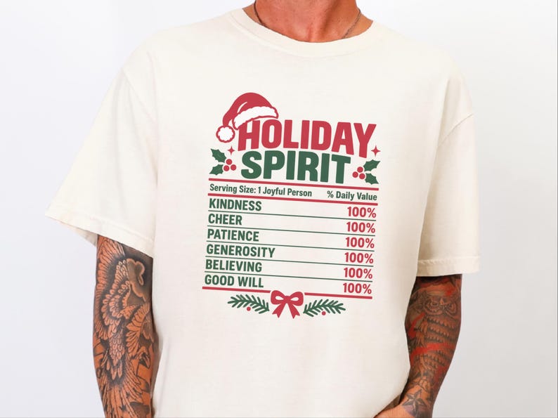 Christmas Nutrition Label Shirt, Family Holiday Party Tee, Holiday Spirit Matching Top, Funny Christmas Gift image 10